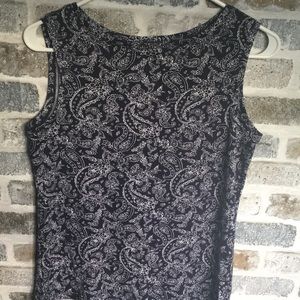 Navy Blue & White Paisley Tank